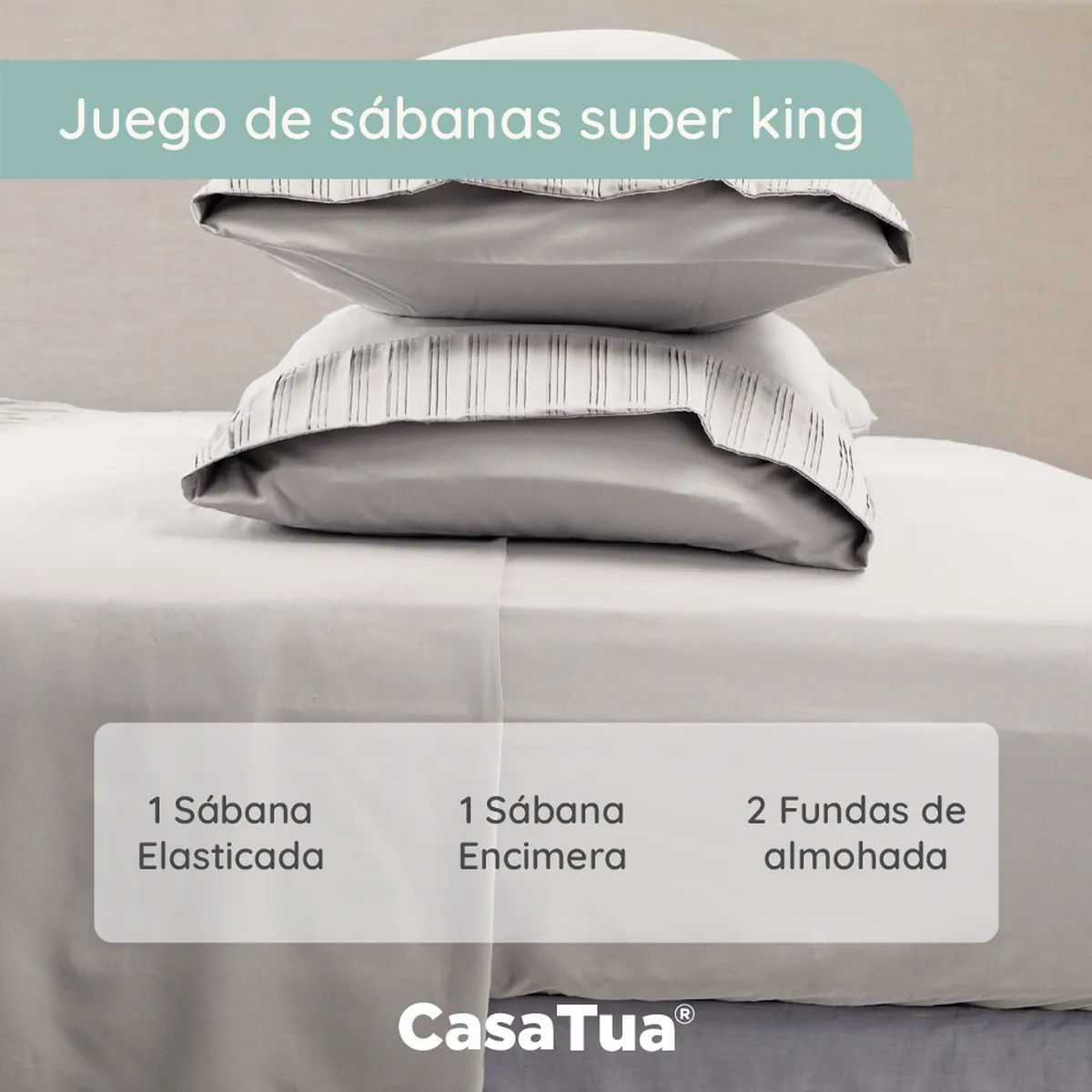 CASATUA - Sabanas Hotel Casatua Ultra Suave - Gris - Super king