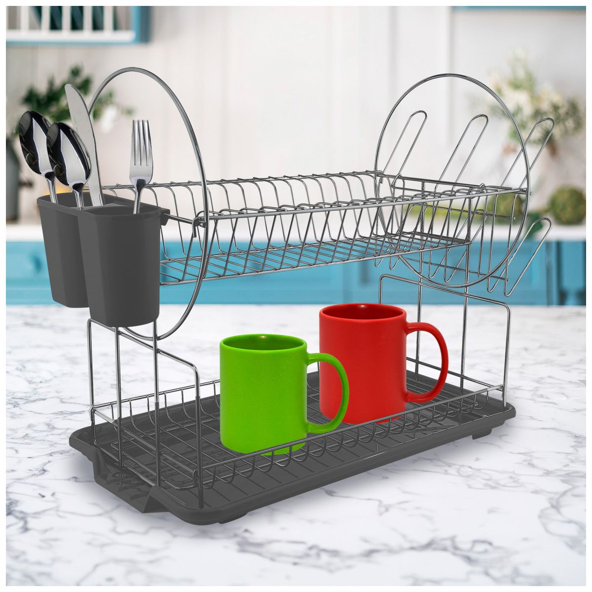 HAUSROLAND - Secaplatos dos pisos acero inoxidable