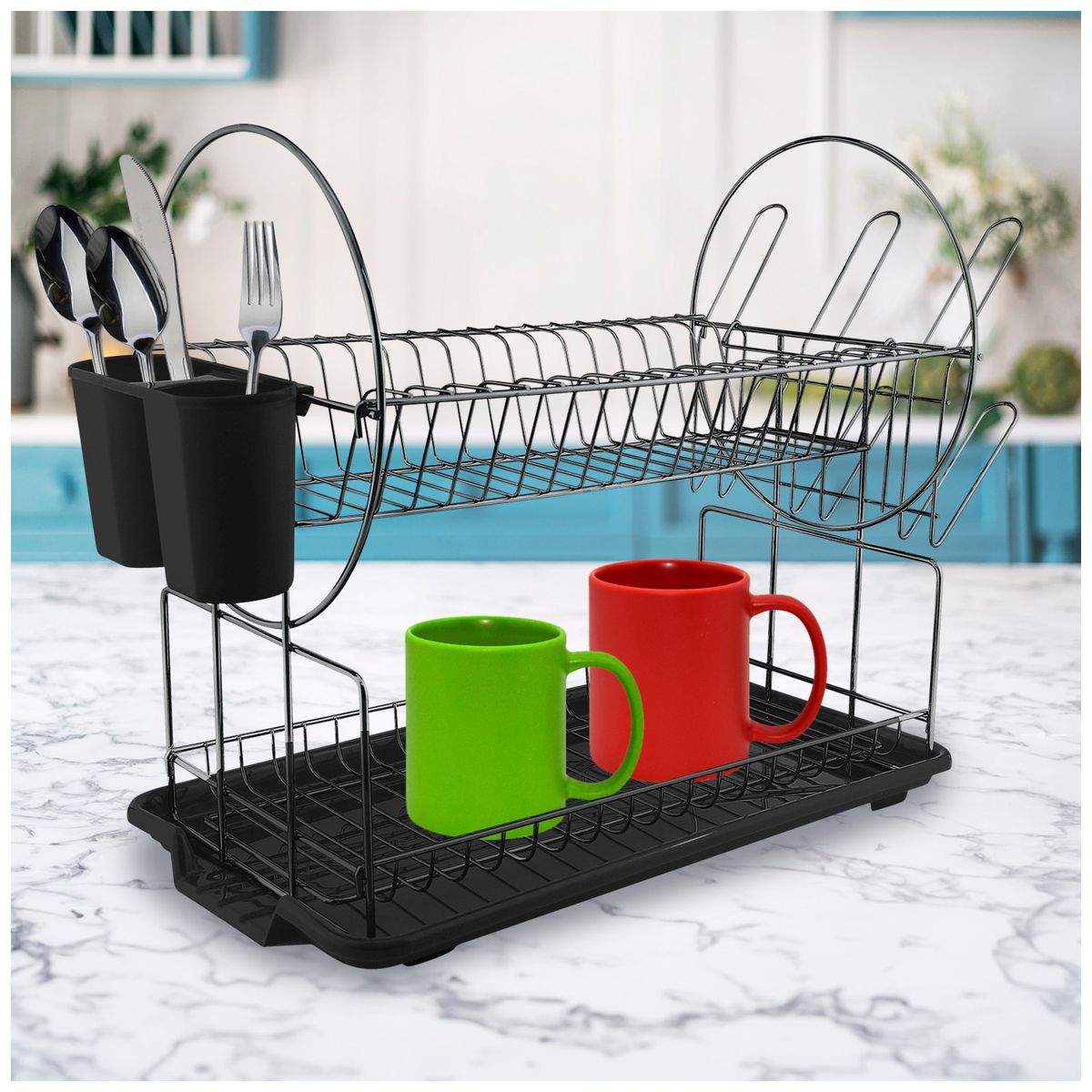 HAUSROLAND - Secaplatos dos pisos acero inoxidable