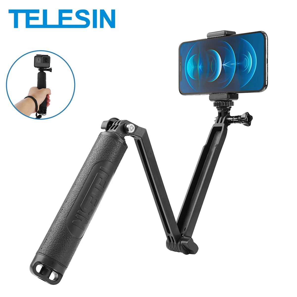 TELESIN - Bastón Selfie 3 Way o 3 en 1 Flotante para Smartphone y Gopro u otras
