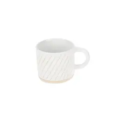 HOMEWELL - Tazón Loza Blanco Rayas 9.8cm 330ml