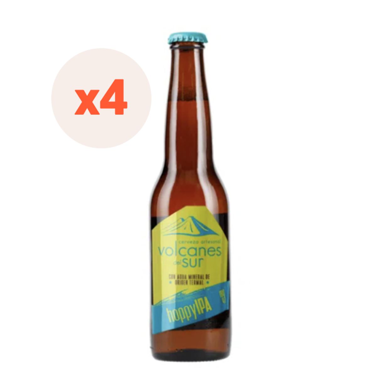 VOLCANES DEL SUR - 4X Cerveza Volcanes Del Sur Ipa Botellín 7° 350Cc