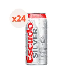ESCUDO - 24x Cerveza Silver Lata 5° 473Cc