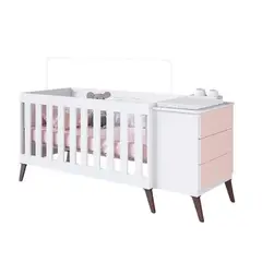 KIDSCOOL - CUNA CON CAJONERA ENCANTO ROSADA
