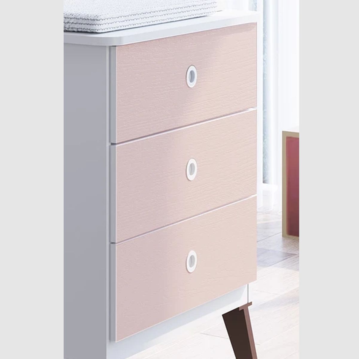 KIDSCOOL - Cuna Con Cajonera Encanto Rosada