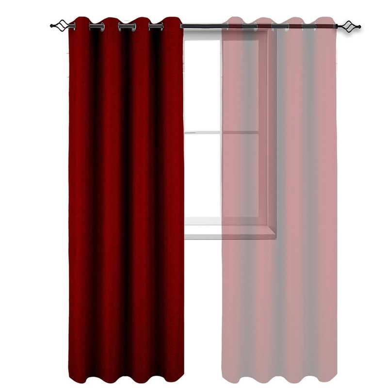 CASATUA - Cortina Blackout 100% 1 Paño 140x220 Cm Textura Lino - Terracota