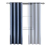 Cortina Blackout 100% 1 Paño 140x220 Cm Textura Lino - Azul oscuro
