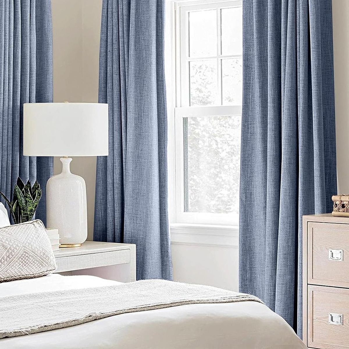 CASATUA - Cortina Blackout 100% 1 Paño 140x220 Cm Textura Lino - Azul oscuro
