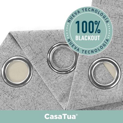 Imagen 2 del producto Cortina Blackout 100% 1 Paño 140x220 Cm Textura Lino - Plateado