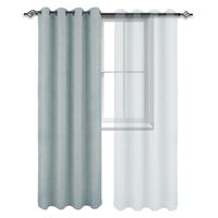 Cortina Blackout 100% 1 Paño 140x220 Cm Textura Lino - Agua