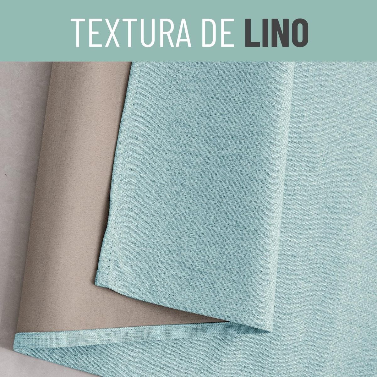 CASATUA - Cortina Blackout 100% 1 Paño 140x220 Cm Textura Lino - Agua