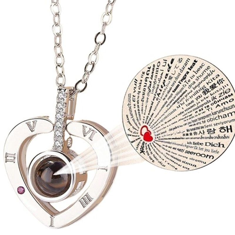 GENERICO - Collar de regalo para Parejas Proyección De Te Quiero En 100 Idiomas