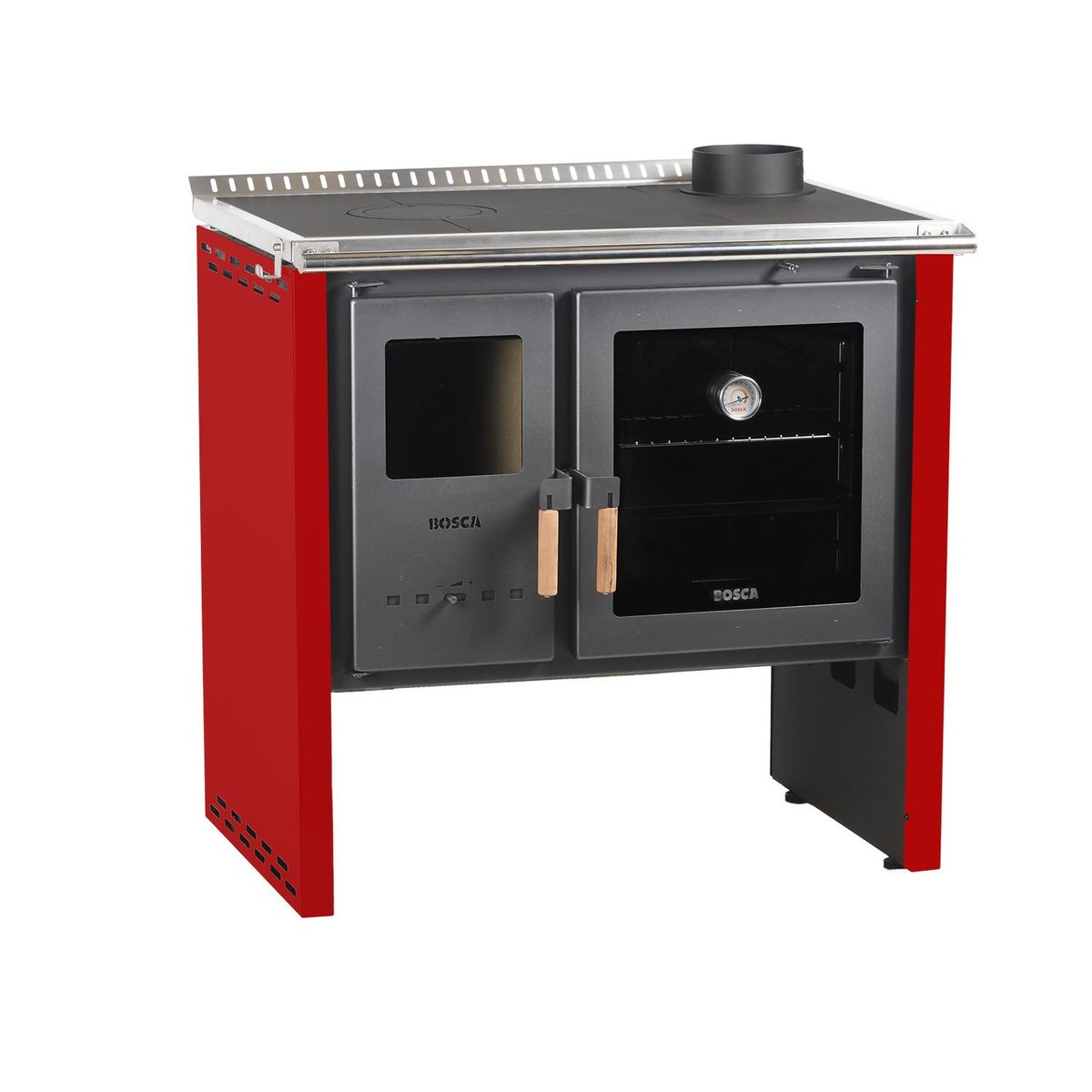 BOSCA - Pack Cocina a Leña Bosca Hestia 90 Rojo + Kit Base