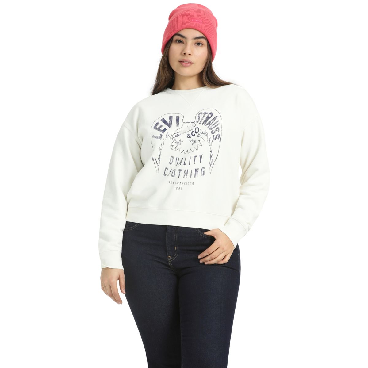 LEVIS - Polerón Mujer Relaxed Fit Gráfico Blanco Levis
