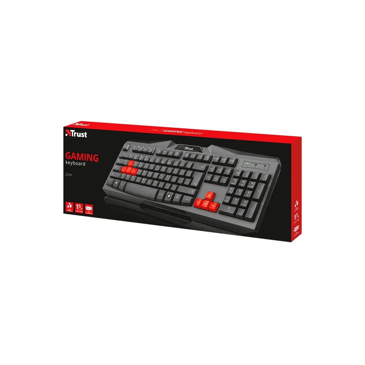 TRUST - Teclado Gamer Teclas Color Rojo Ziva - SC