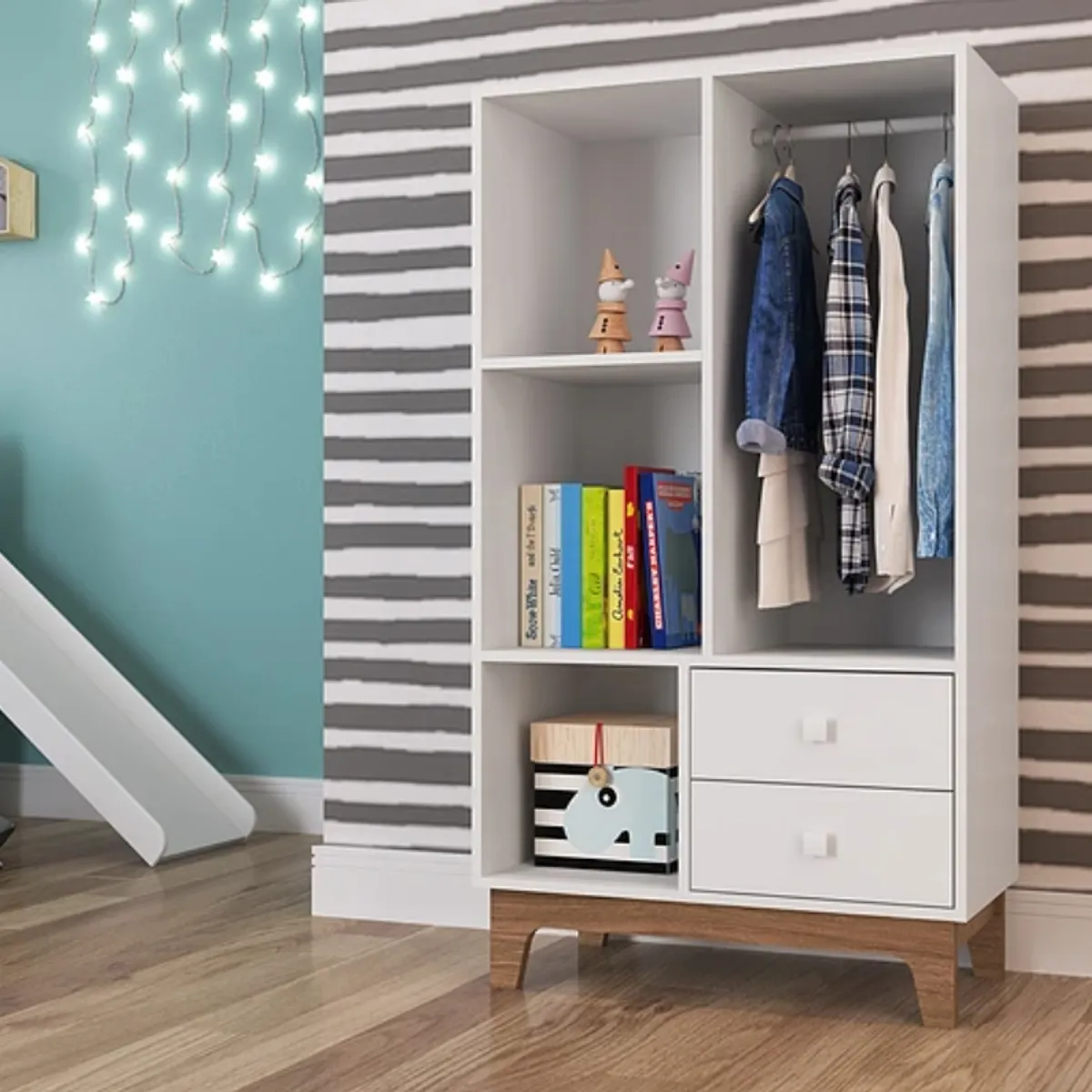 KIDSCOOL - ROPERO ORG 2 CAJONES BLANCA RETRO HARMONY