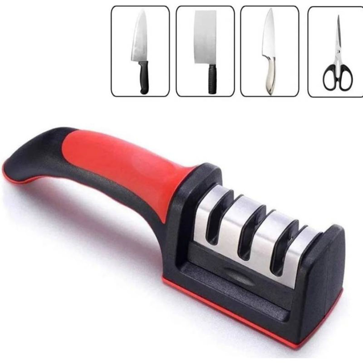 GENERICO - Afilador Cuchillos y Tijeras Rojo Con Negro