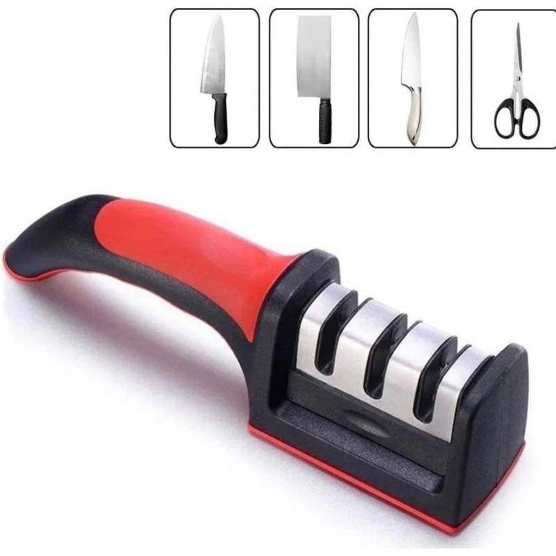 GENERICO - Afilador Cuchillos y Tijeras Rojo Con Negro