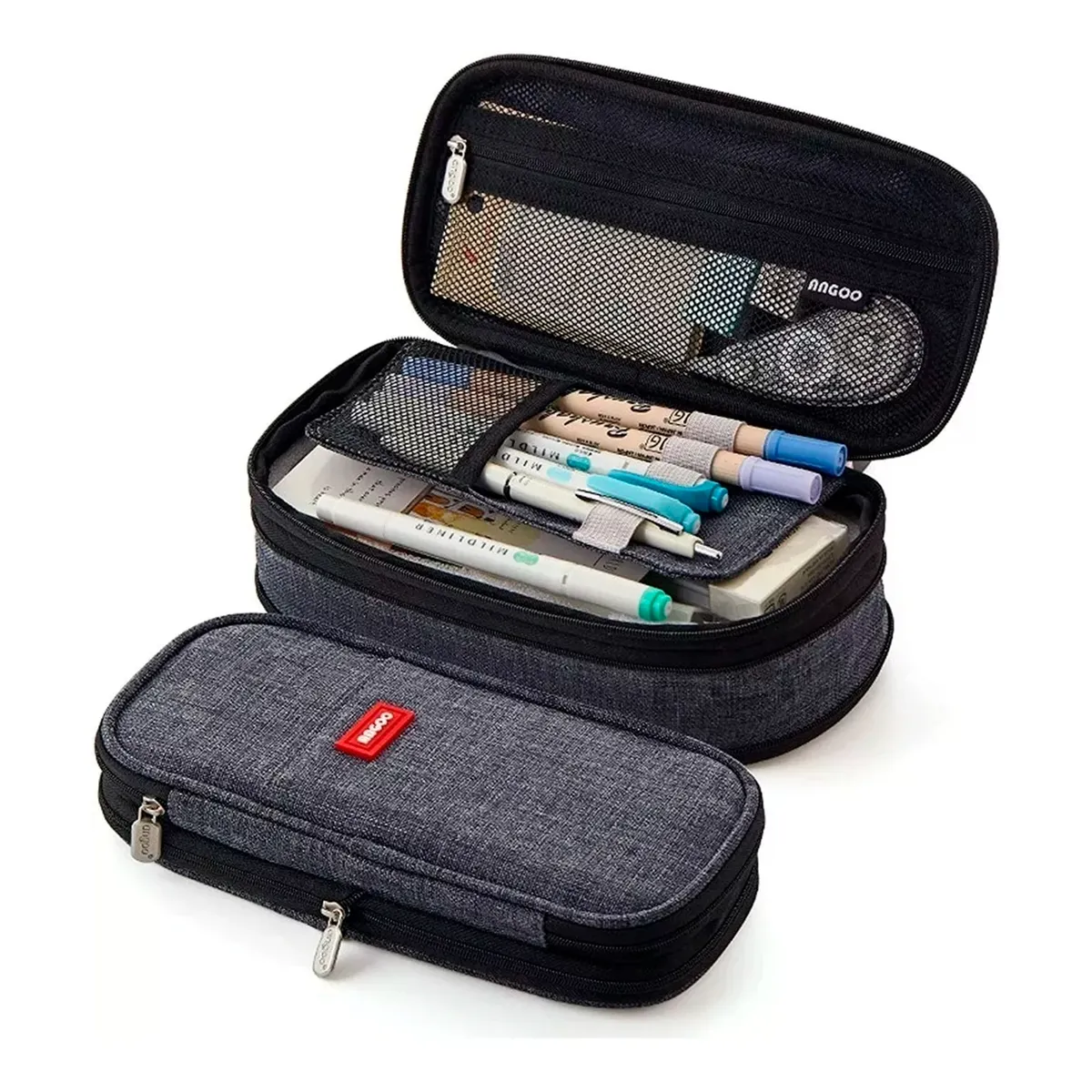 GENERICO - Estuche De Lápices De Gran Capacidad Gris Oscuro