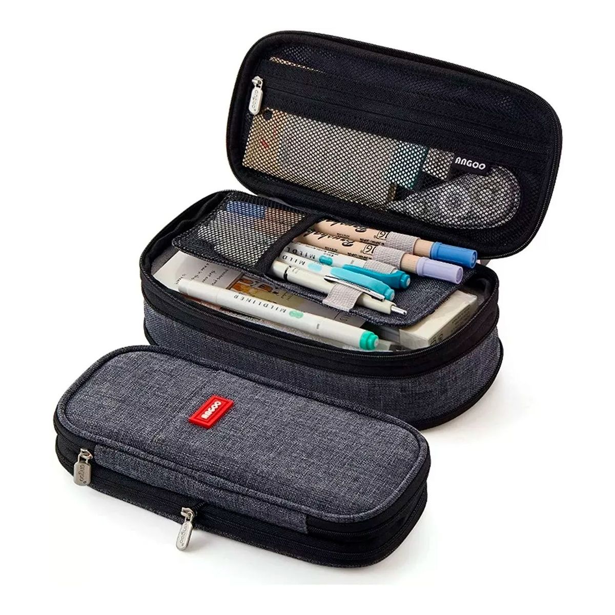 GENERICO - Estuche De Lápices De Gran Capacidad Gris Oscuro