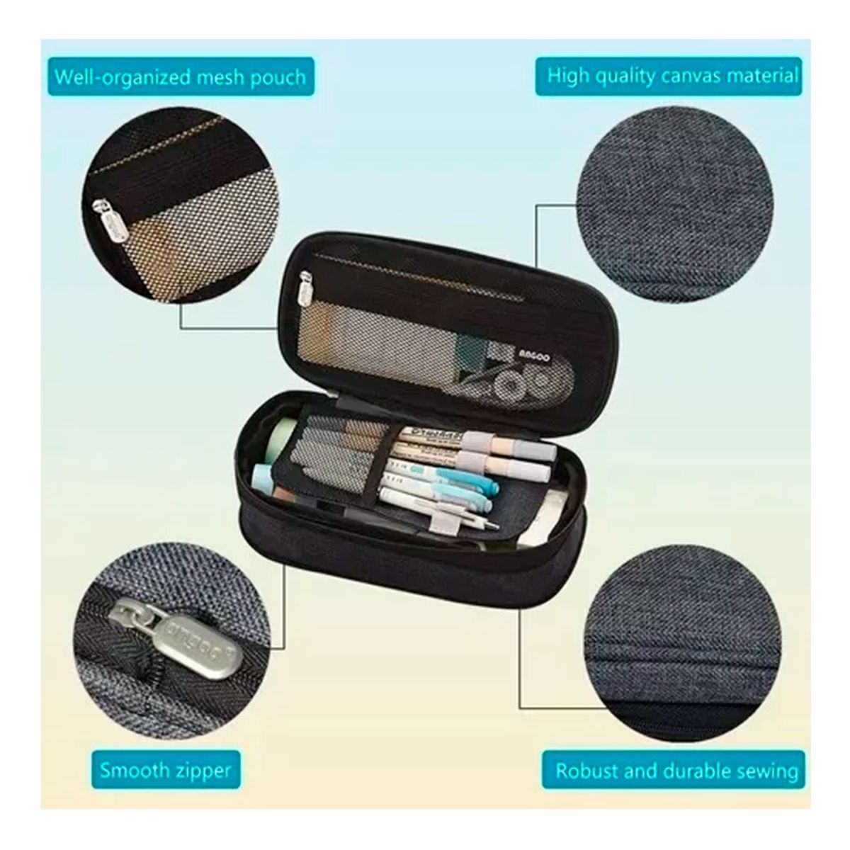 GENERICO - Estuche De Lápices De Gran Capacidad Gris Oscuro