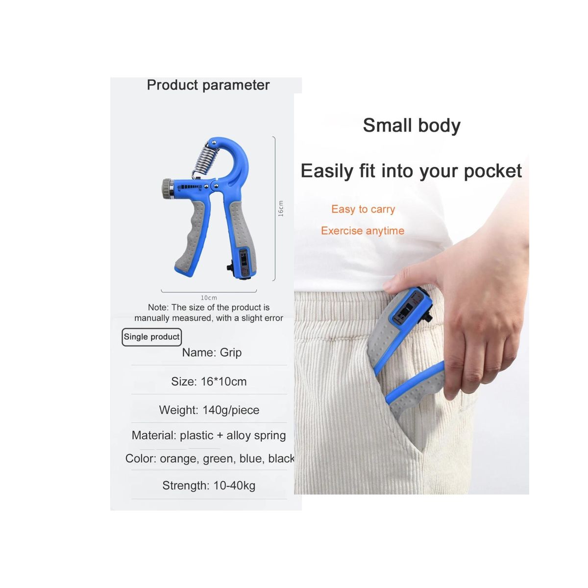 GENERICO - Ejercitador Antebrazo Mano Muñeca 10 A 60 Kg Con Contador