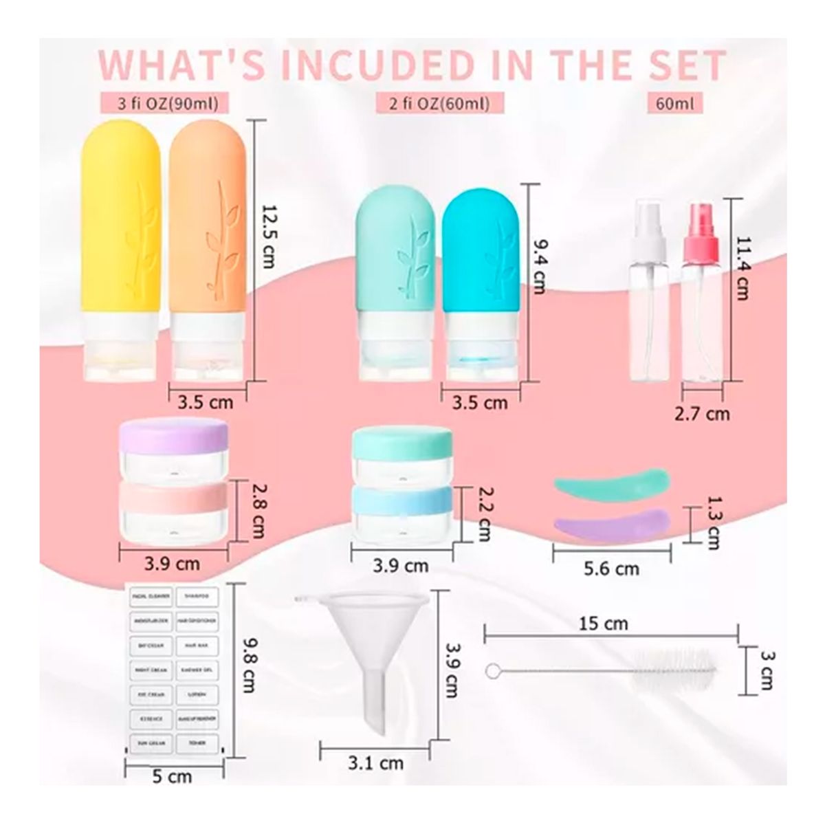 GENERICO - Set Botella De Viaje Dispensadora Contenedores