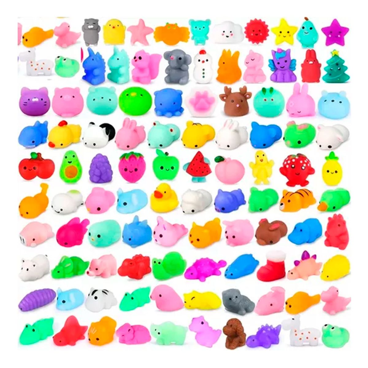 GENERICO - Kit 100 Pcs Mini Mochi Squishy Multicolor