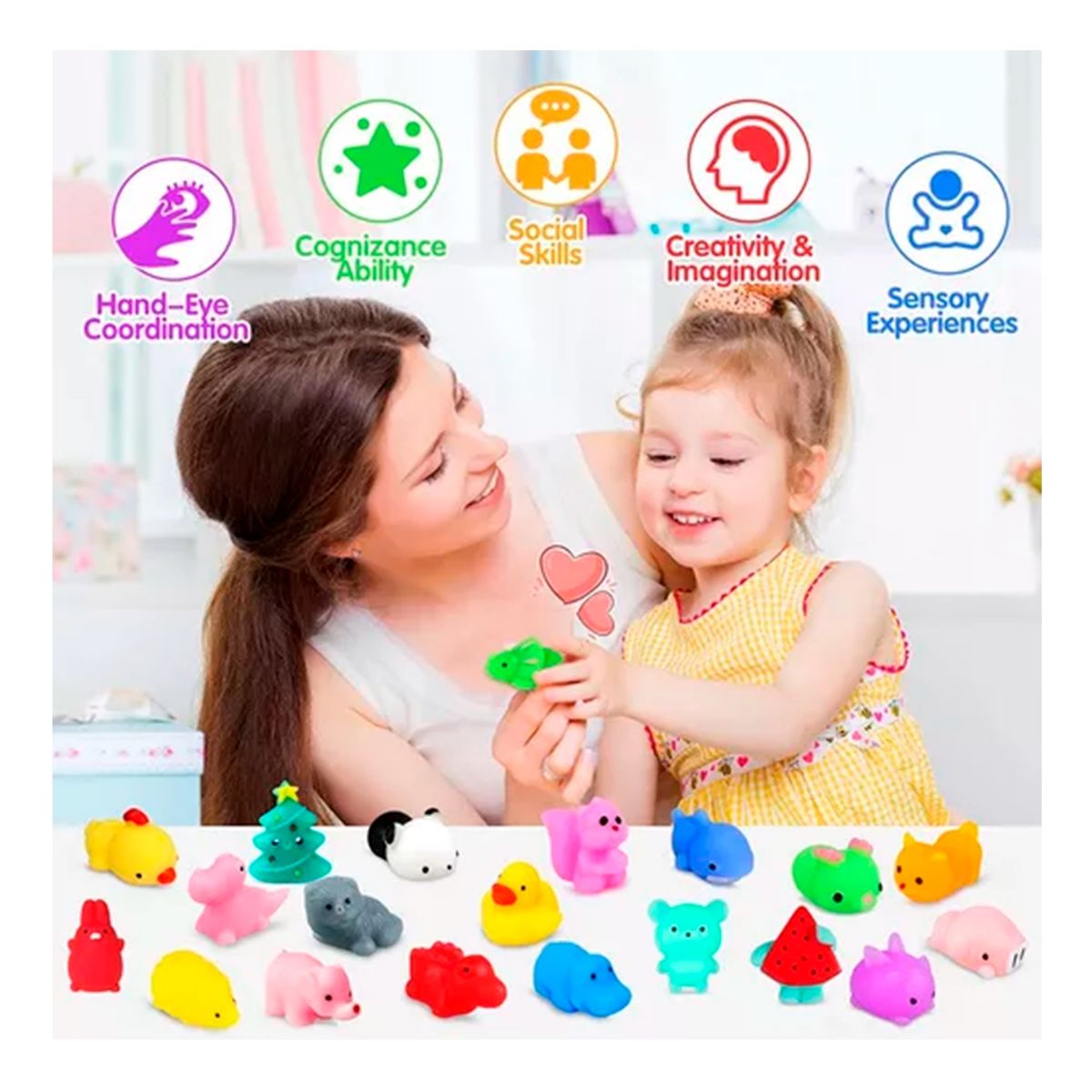 GENERICO - Kit 100 Pcs Mini Mochi Squishy Multicolor