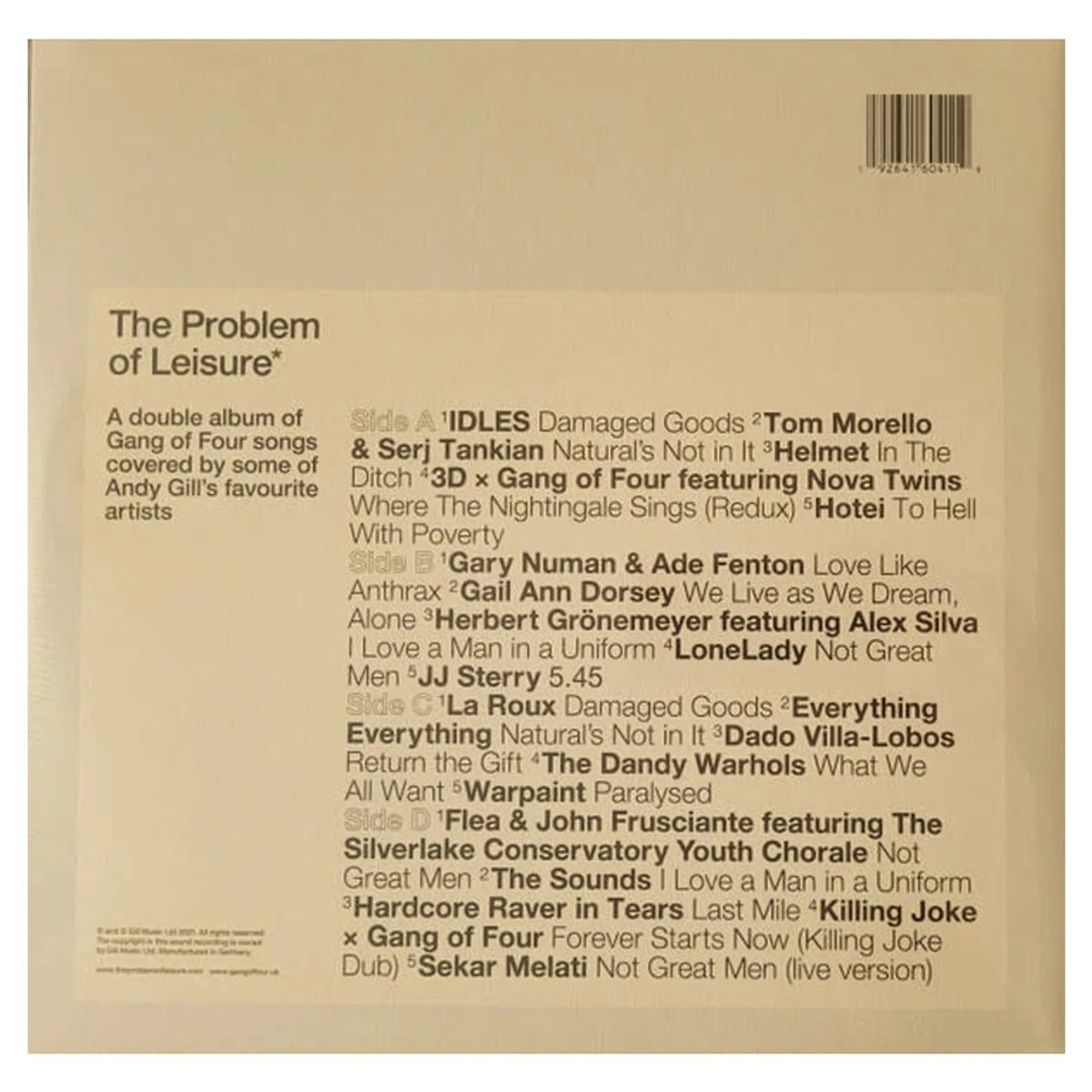 GENERICO - Varios - The Problem Of Leisure Tributo a Gang Of Four - Vinilo Doble