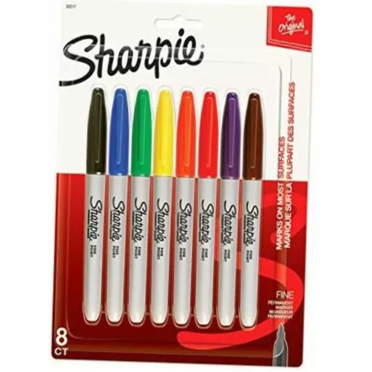 SHARPIE - Marcadores Sharpie 8 Colores Permanente Punta Fina Escolar
