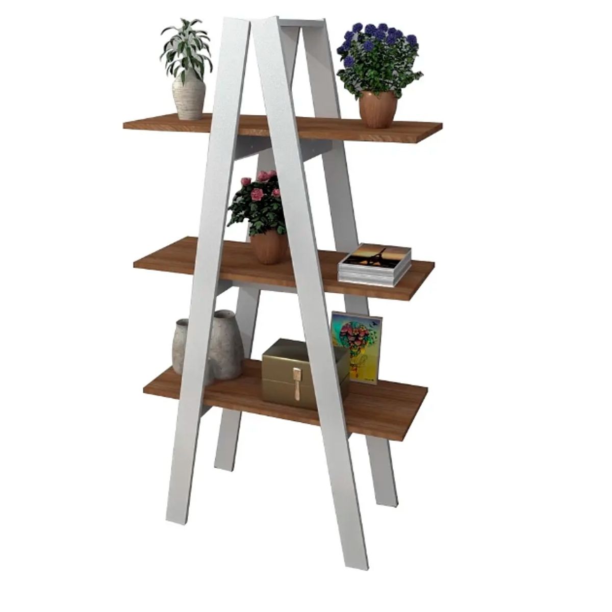 BE DESIGN - ESTANTE CON 3 NIVELES BLANCO CASTAÑO