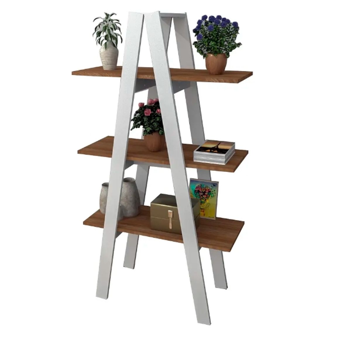 BE DESIGN - ESTANTE CON 3 NIVELES BLANCO CASTAÑO