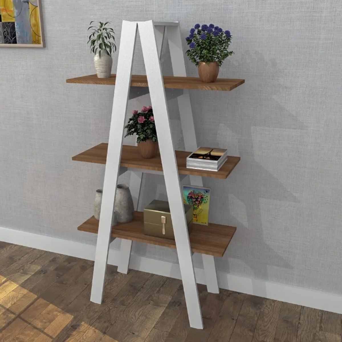 BE DESIGN - ESTANTE CON 3 NIVELES BLANCO CASTAÑO