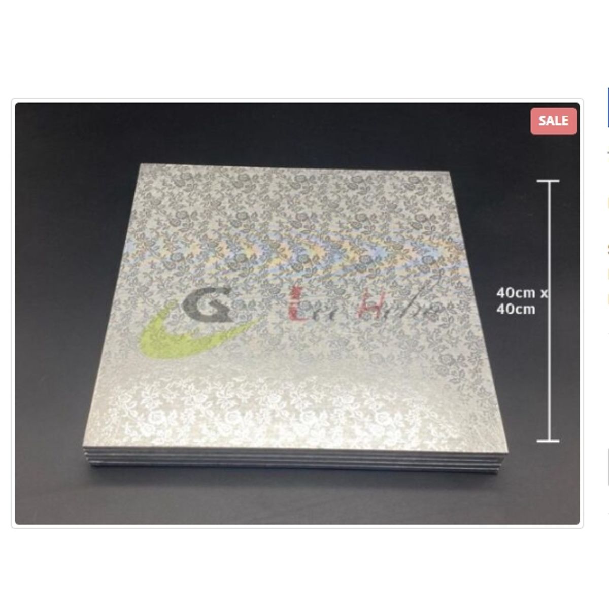 GENERICO - Base De Madera 40cm16in Cuadrada Plateada Reposteria