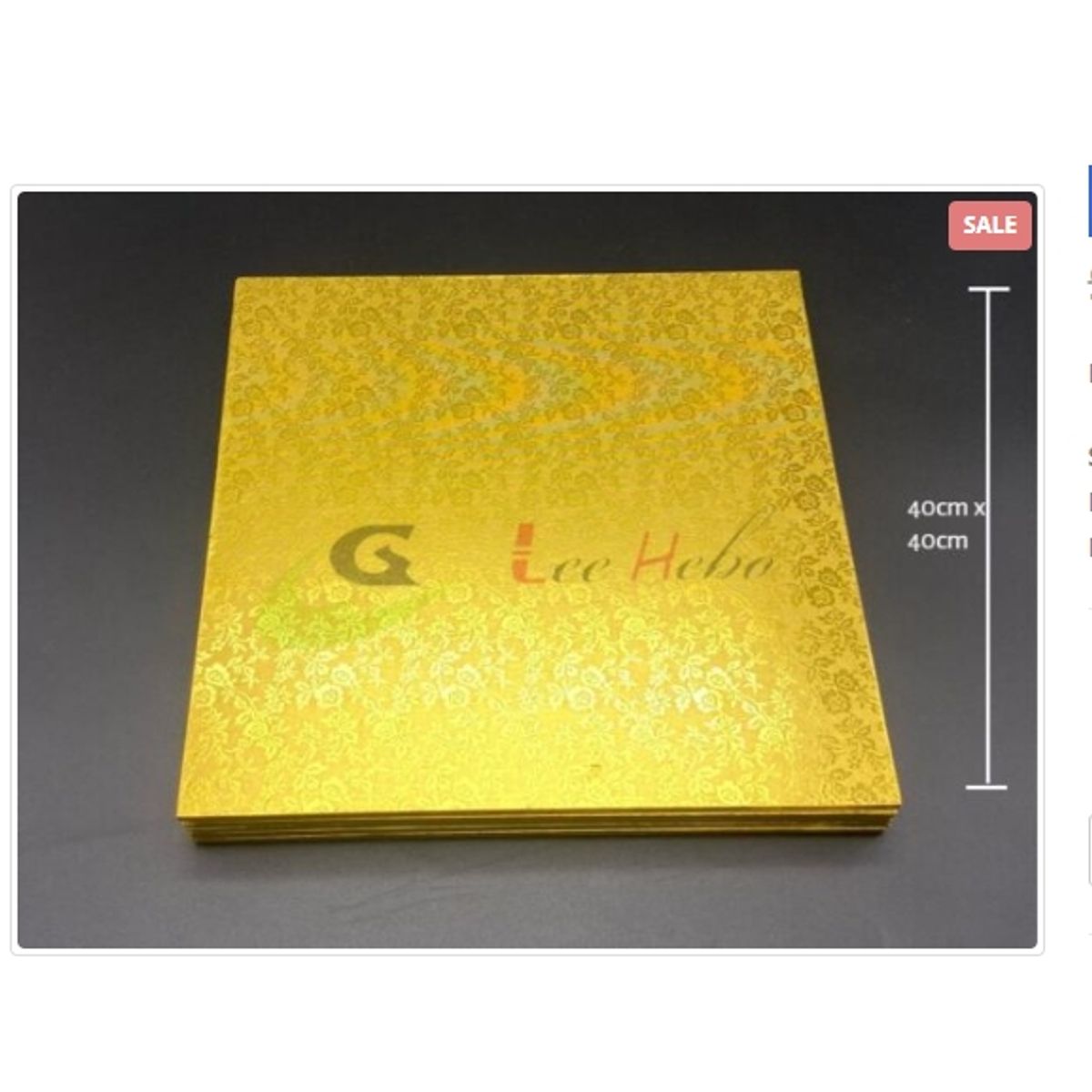 GENERICO - Base De Madera 40cm16in Cuadrada Dorada Reposteria