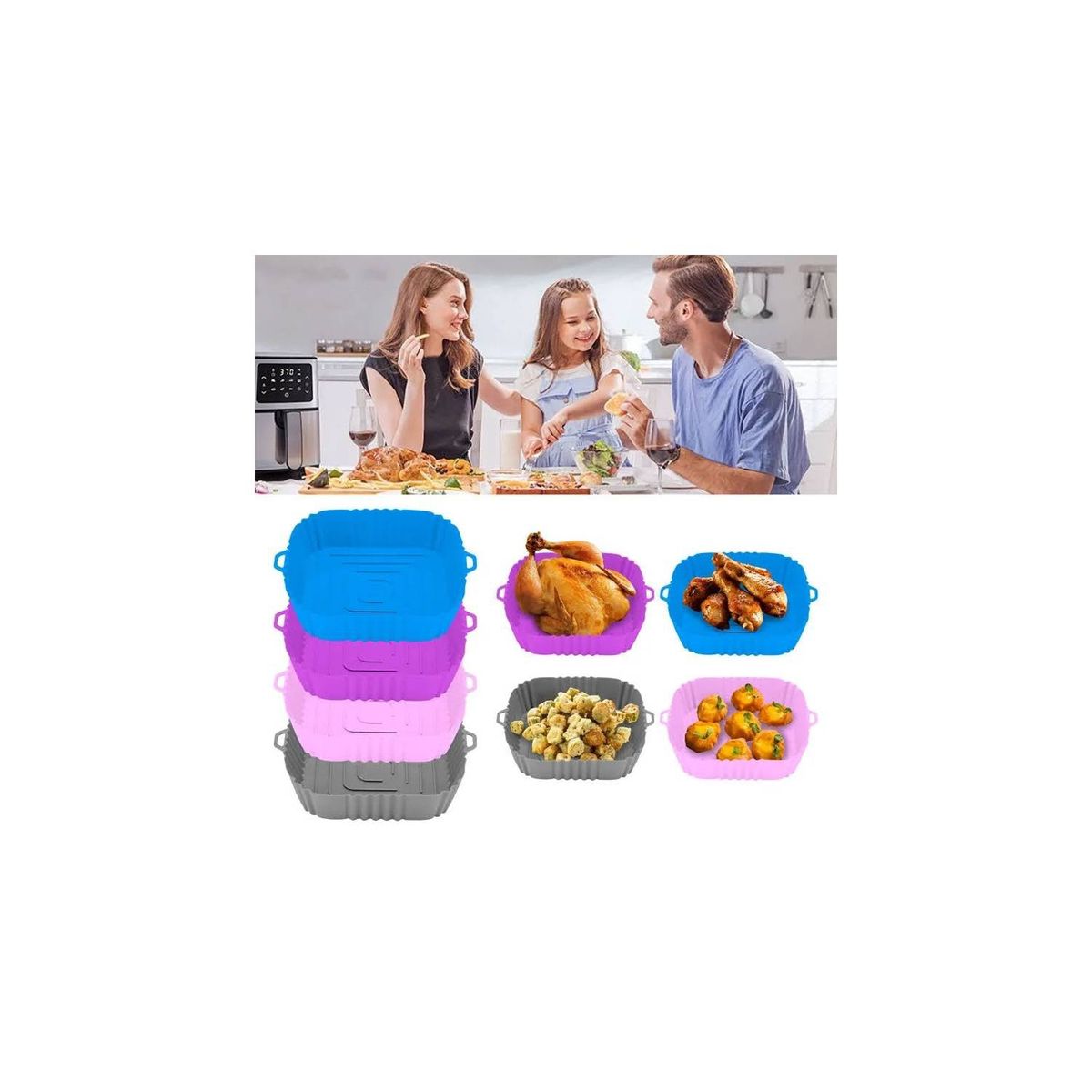 GENERICO - Bandeja Anti Adherente Silicona Air Fryer 20cm Freidora Aire