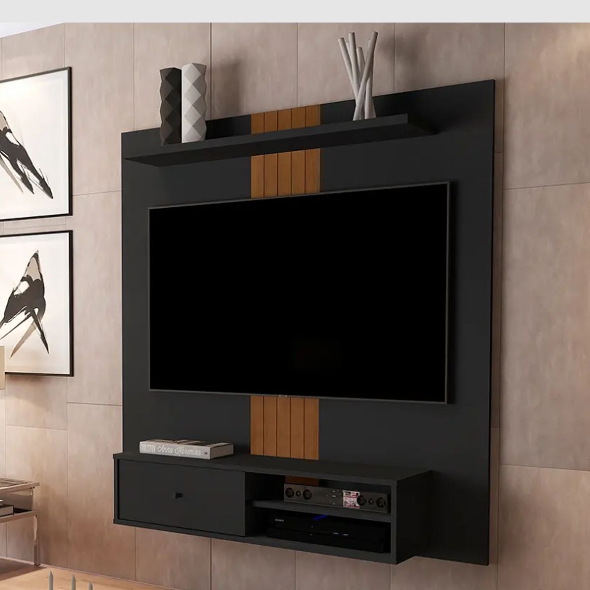 BE DESIGN - Rack Pared Be Negro Caramelo