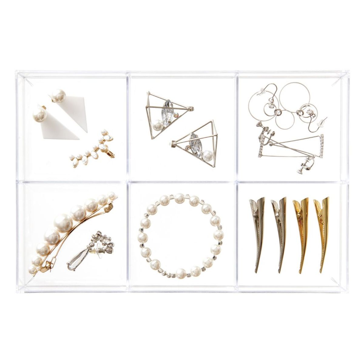 LIKE-IT - Caja organizadora Like It CB-T21 transparente con  6 divisiones. Fabricada en Japon