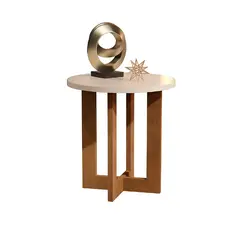 BE DESIGN - MESA LATERAL REDONDA BE PERLA CARAMELO