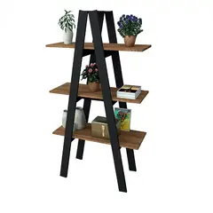 BE DESIGN - ESTANTE CON 3 NIVELES NEGRO CASTAÑO