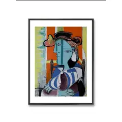 GENERICO - CUADRO DECORATIVO MUJER CON SOMBRERO RAYADO PABLO PICASSO