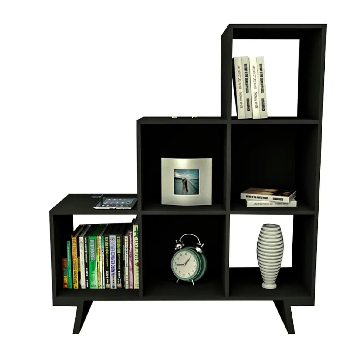 BE DESIGN - ESTANTE CON 3 NIVELES NEGRO CASTAÑO