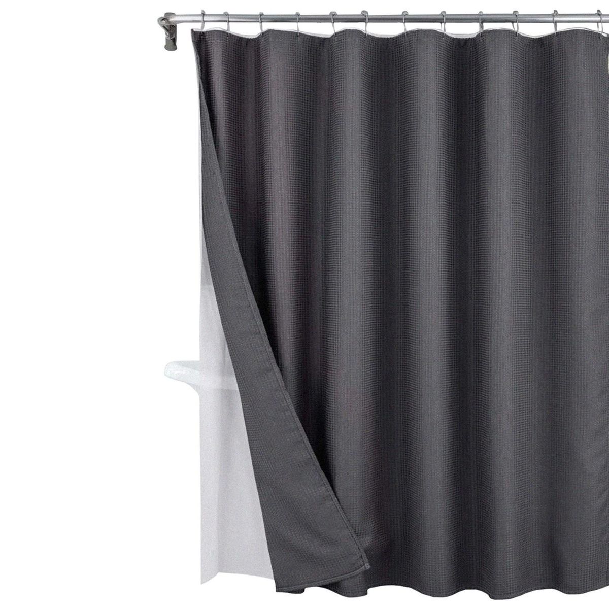 CASATUA - Cortina Baño Ducha Impermeable CasaTua Con Iman y Forro - Gris