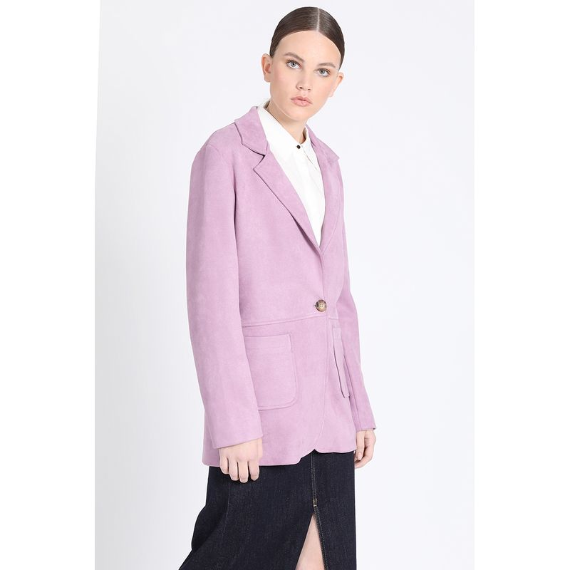 LIOLA - Blazer Semi Recto Efecto Gamuza, Lila Liola