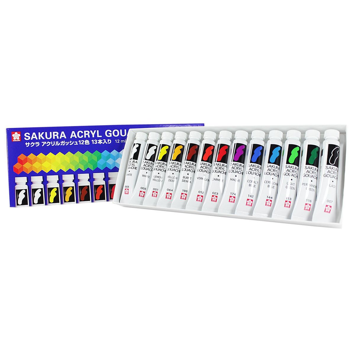 SAKURA - Set De 12 Acrílicos Gouache Tubos 12ml