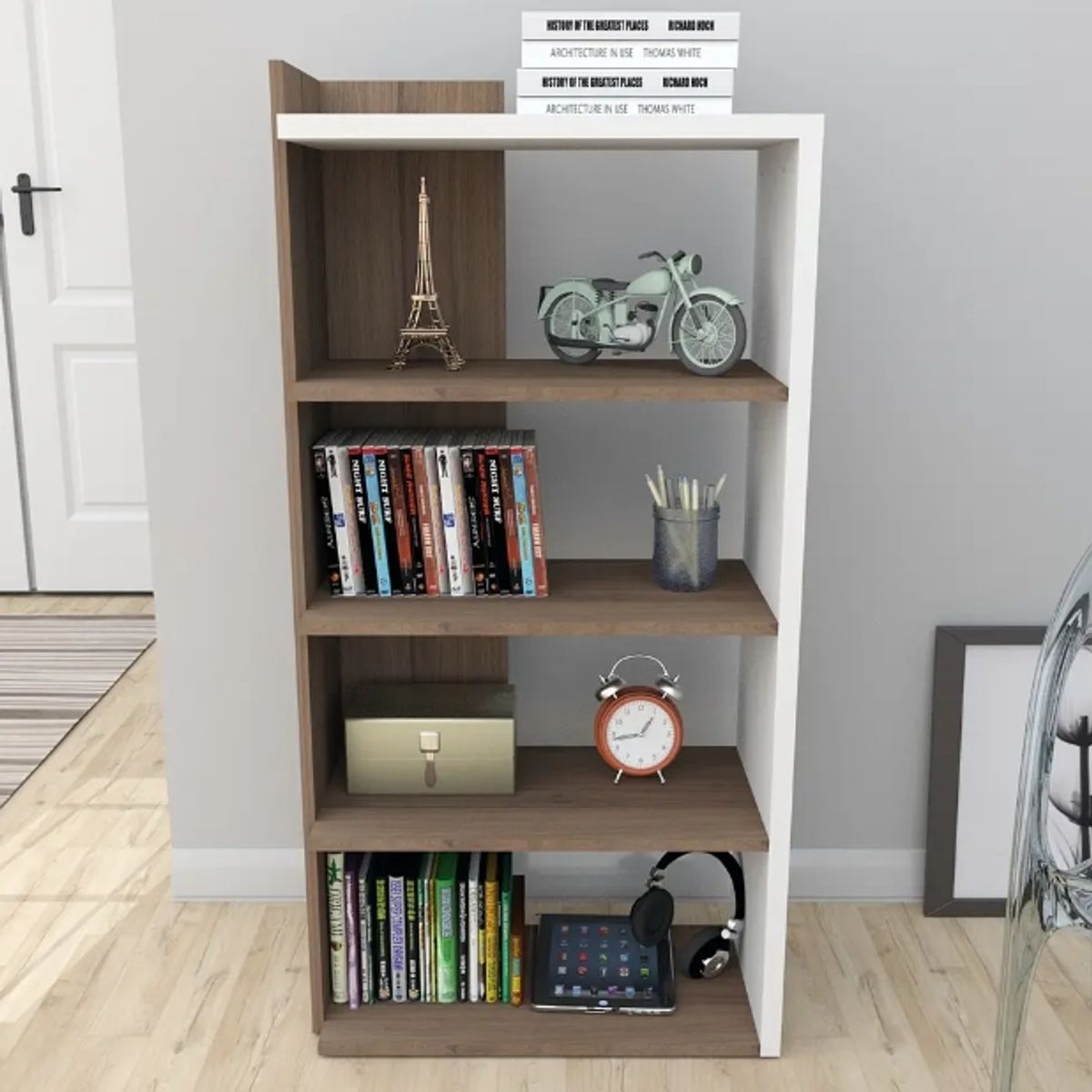 BE DESIGN - ESTANTE CON 5 POSICIONES SENSE CASTAÑO BLANCO