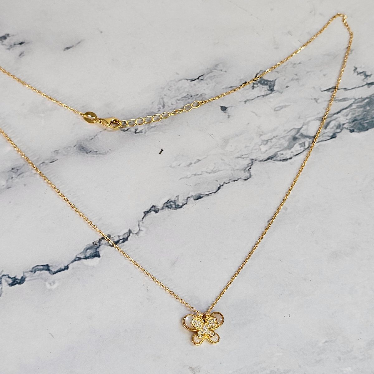 GENERICO - Collar Mariposita Cadena Plata Fina 925 Bañado En Oro 18k