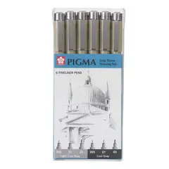 SAKURA - Set de Tiralínea Pigma Micron 6 Grises Frios