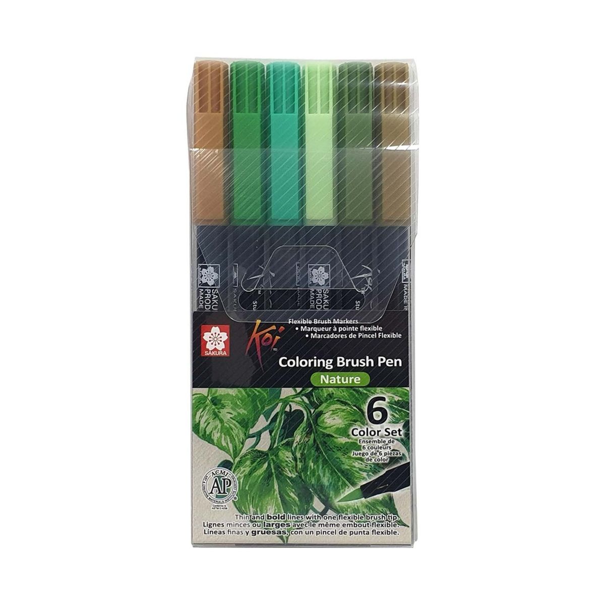 SAKURA - Set Plumones Acuarelables Sakura Koi 6 Colores Naturaleza